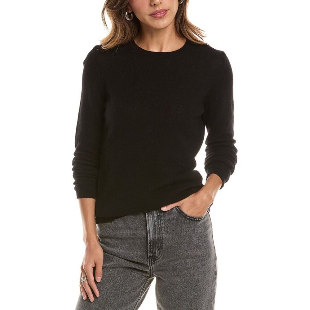 Forte Cashmere Womens  Basic Crewneck 100% Cashmere Sweater, Grey